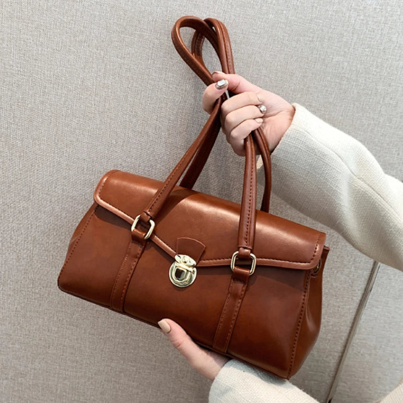 England-Style Retro Tote – Vintage Underarm Shoulder Bag