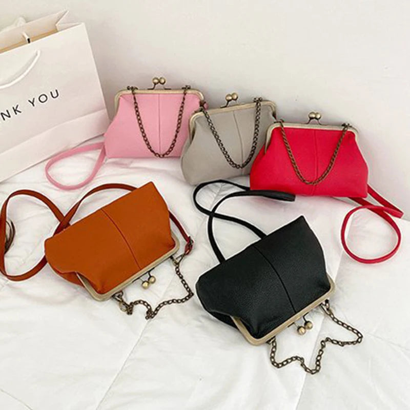 Lychee-Grain Shell Bag – Chain Crossbody Handbag