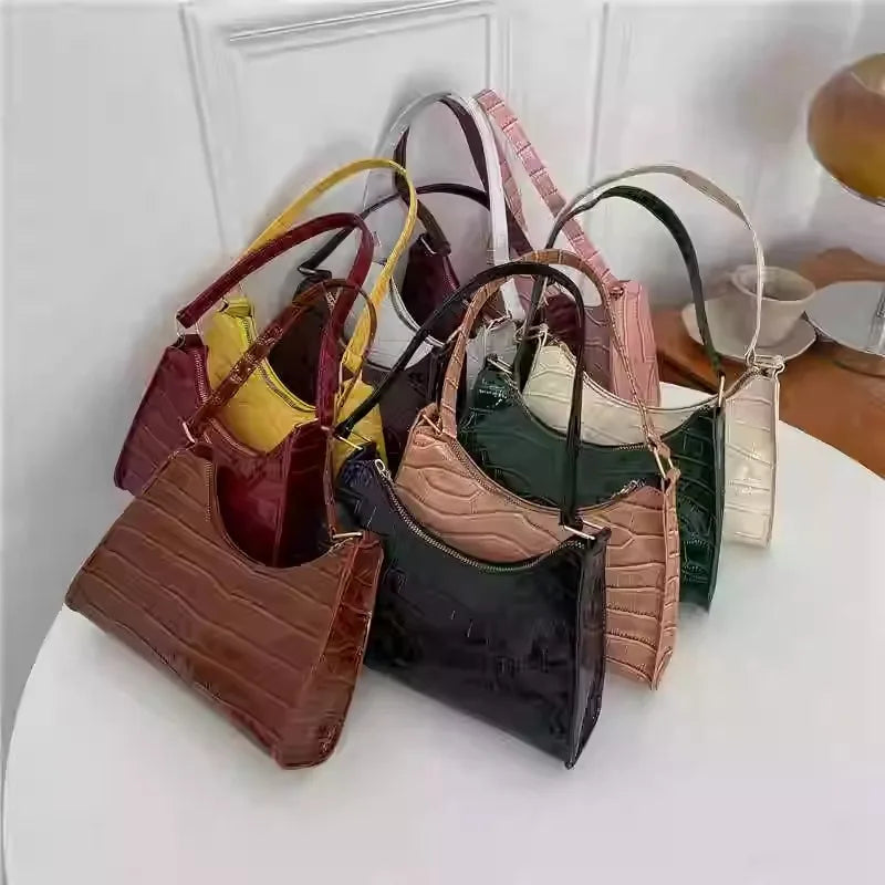 Alligator-Print Underarm Bag – PU Leather Messenger