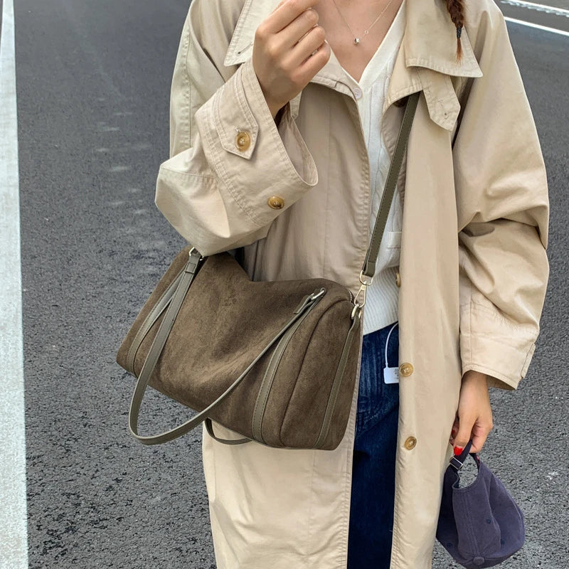 Vintage Pillow Crossbody Bag – Matte Leather Tote