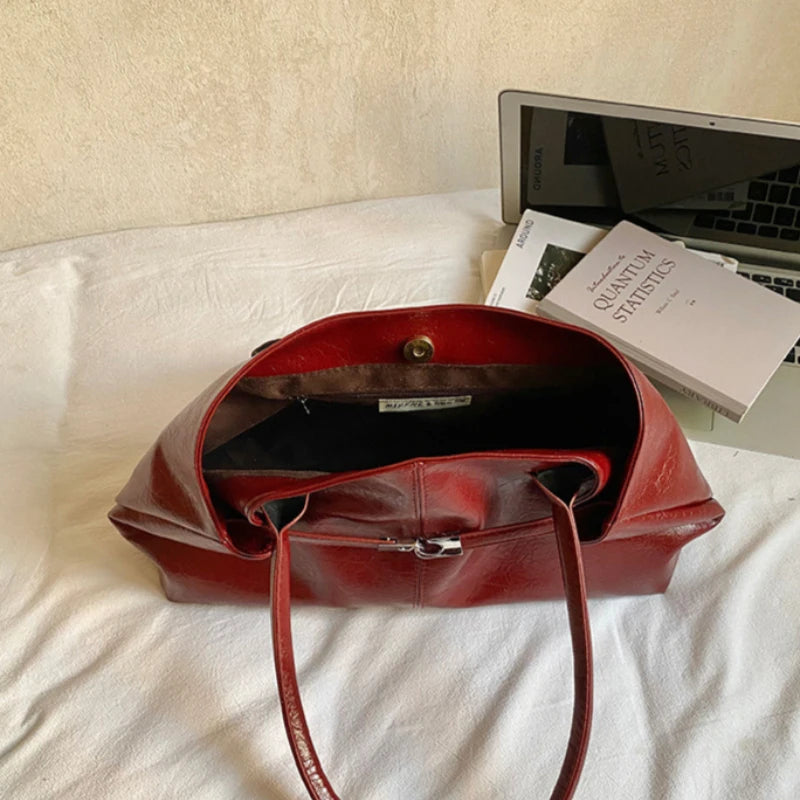 Pleated Soft Leather Tote – Women's Commuter Bag