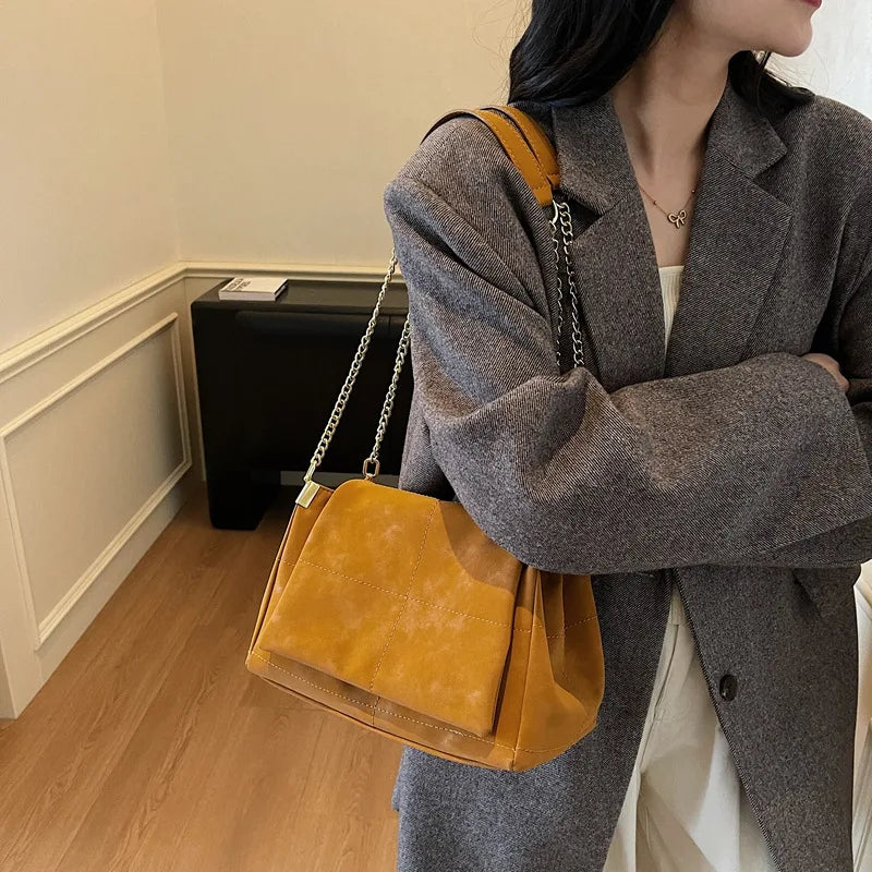 Chain Tote Crossbody Bag – Soft PU Leather