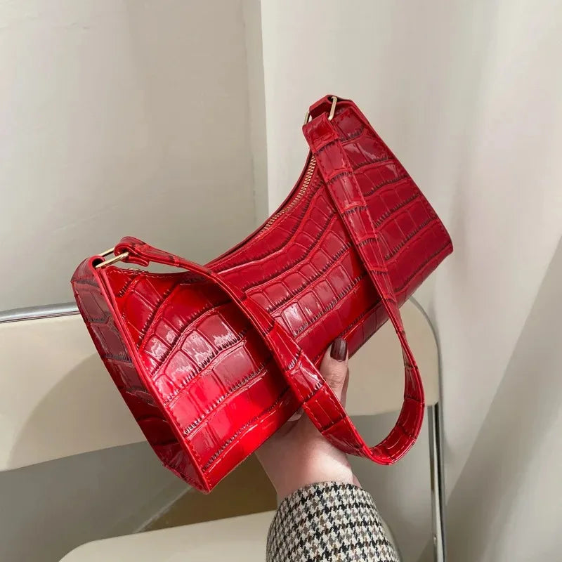 Alligator-Print Underarm Bag – PU Leather Messenger