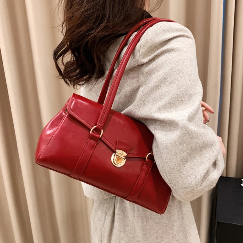 England-Style Retro Tote – Vintage Underarm Shoulder Bag