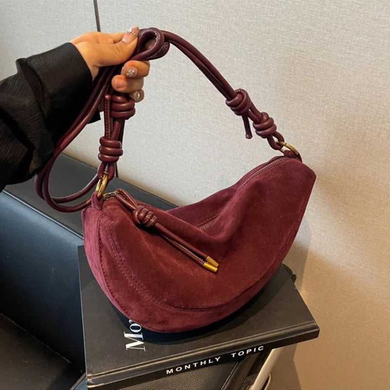 Faux Suede Slouch Shoulder Bag