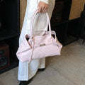 Pleated Soft Leather Tote Bag