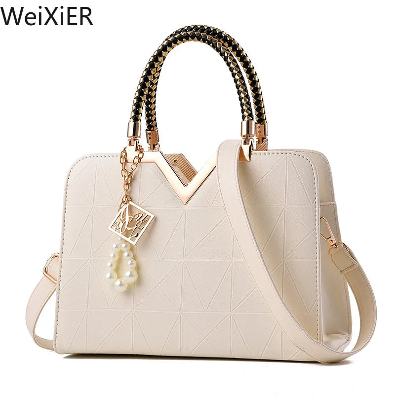 Beaded Top-Handle Bag – Designer Shell Shoulder Bag