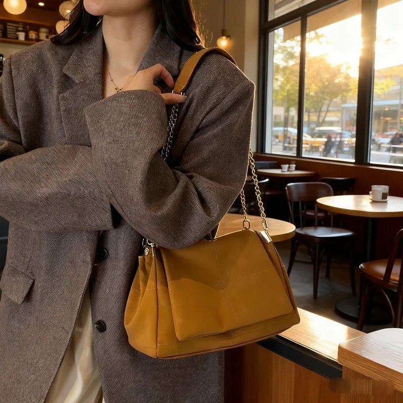 Chain Tote Crossbody Bag – Soft PU Leather