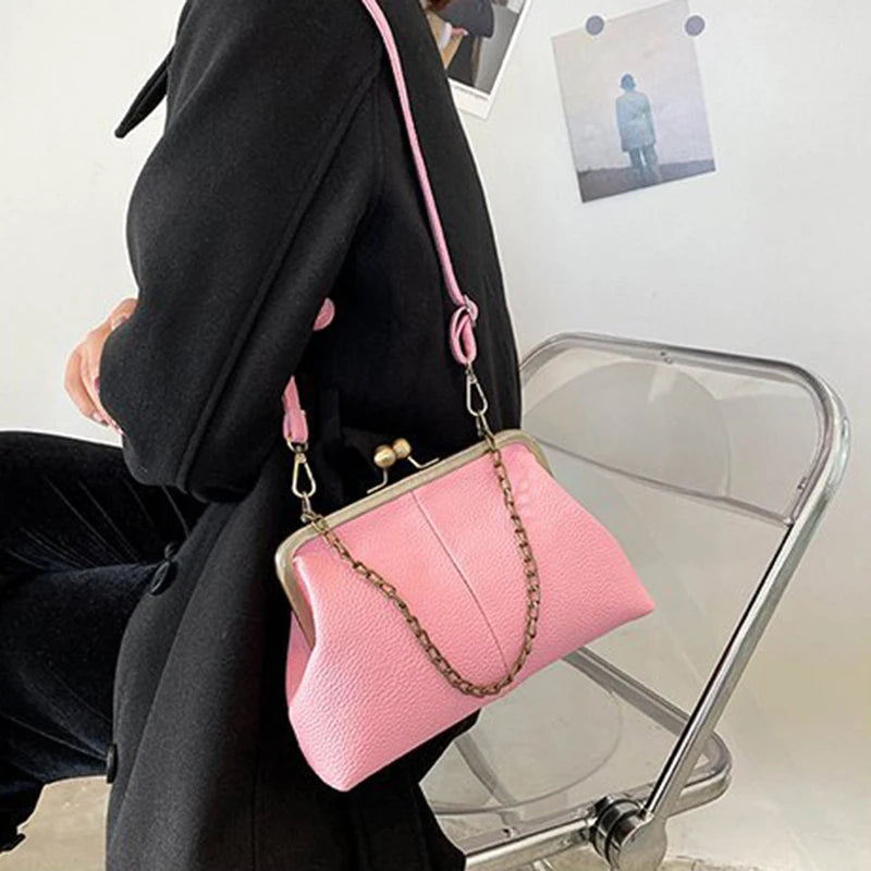 Lychee-Grain Shell Bag – Chain Crossbody Handbag
