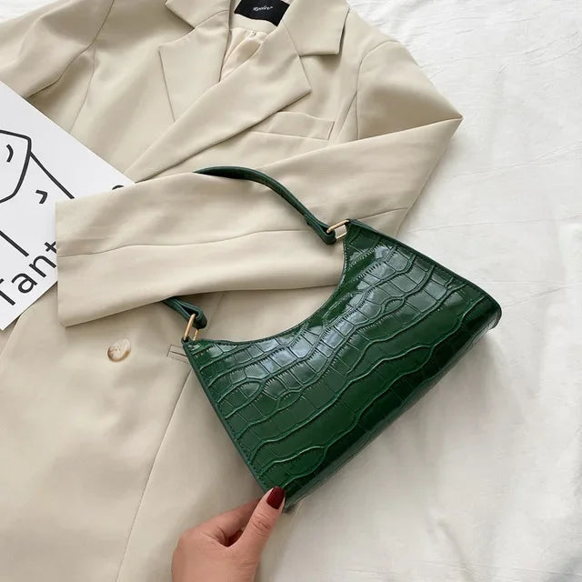 Alligator-Print Underarm Bag – PU Leather Messenger