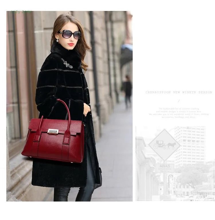 Genuine Leather Briefcase – Women's Cowhide Work Bag