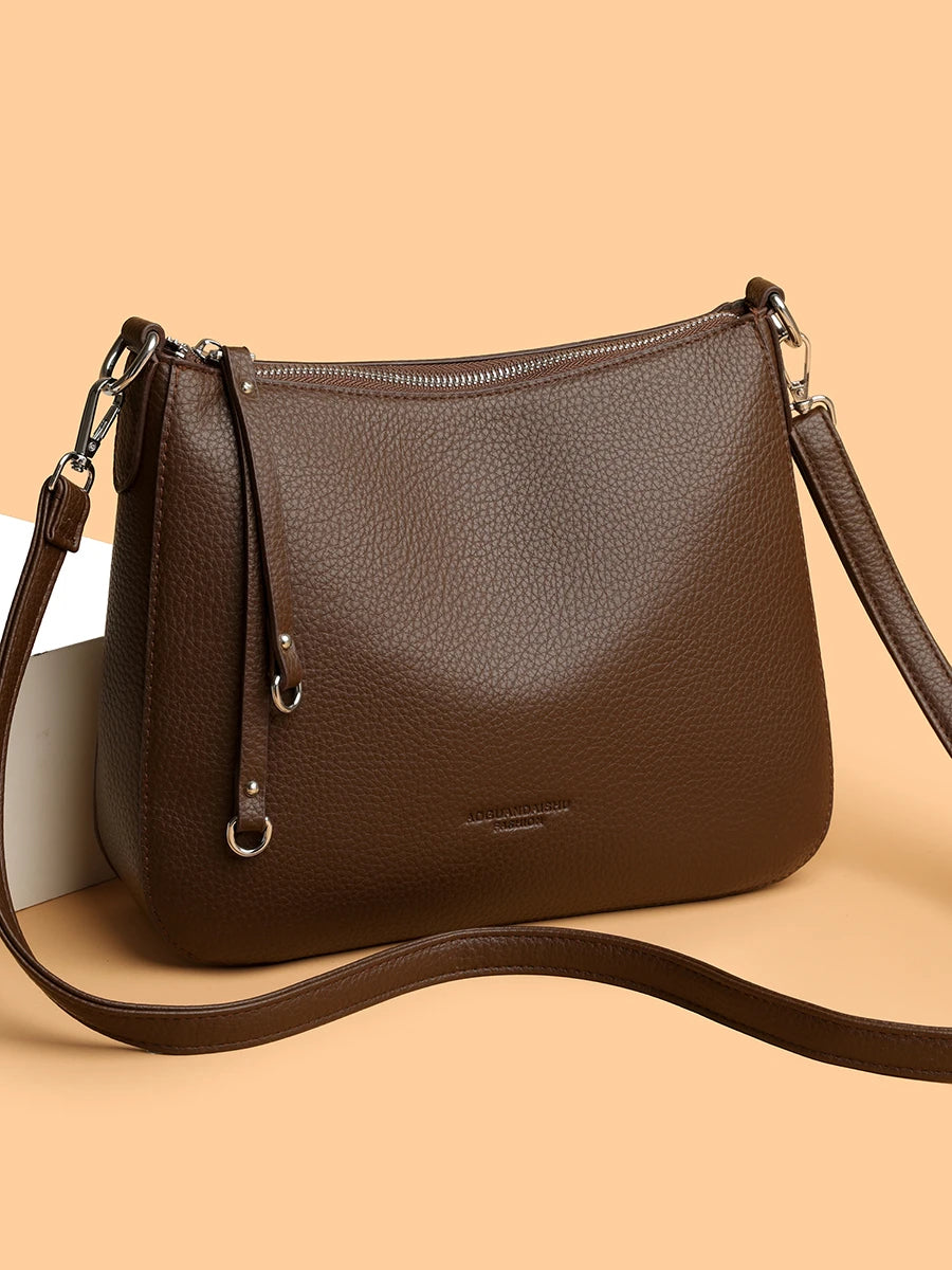 Leather Crossbody Bag – Women's Large-Capacity Shoulder Bag
