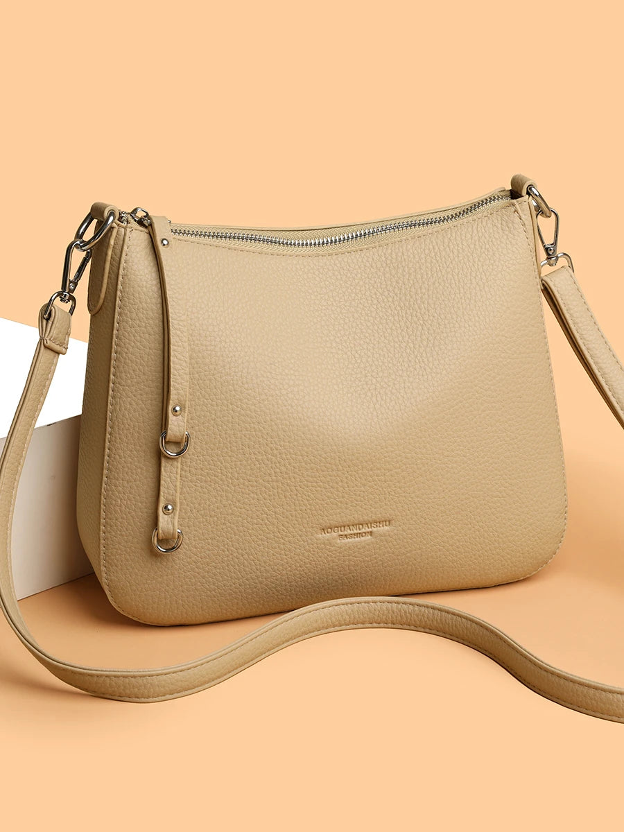 Leather Crossbody Bag – Women's Large-Capacity Shoulder Bag