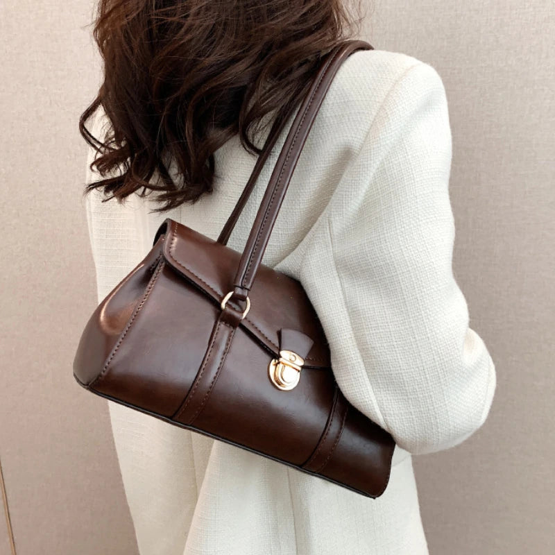 England-Style Retro Tote – Vintage Underarm Shoulder Bag